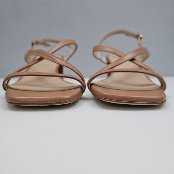 Stuart Weitzman Oasis 50mm Sandal Womens 8.5 Tan Leather Strappy Slingback Heel - Picture 7 of 16